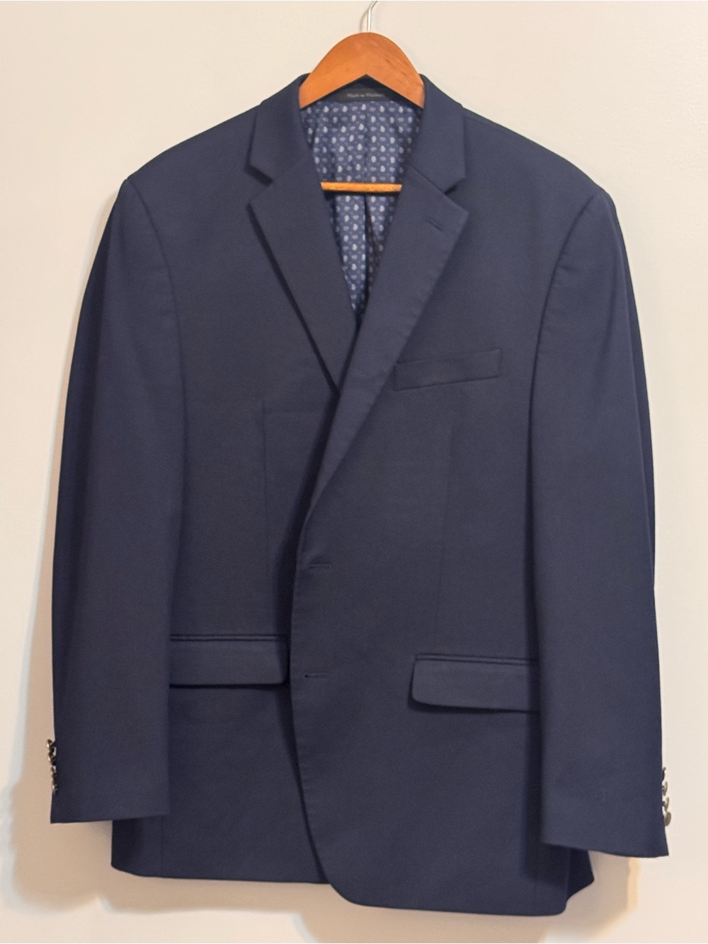 CHAPS Men’s Navy Blue Stretch Blazer Sport Coat 42R Crest Buttons